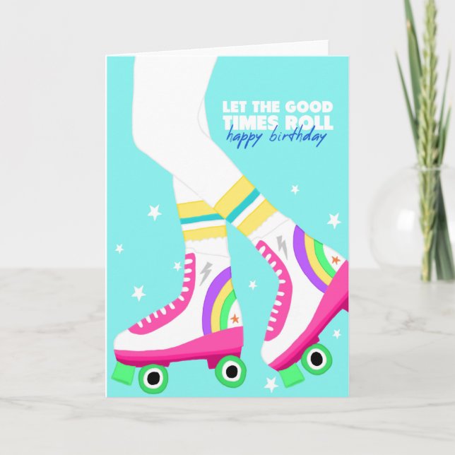 Bonne carte de patins à roulettes d'anniversaire (Devant)