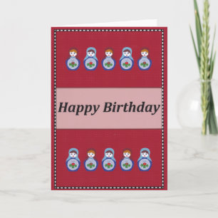 Bonne carte de poupée russe anniversaire