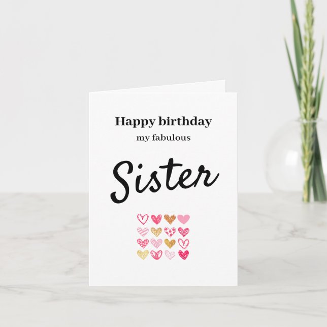 Bonne carte de soeur d'anniversaire (Devant)