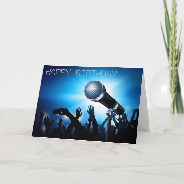 Bonne carte de style karaoké d'anniversaire (Devant)