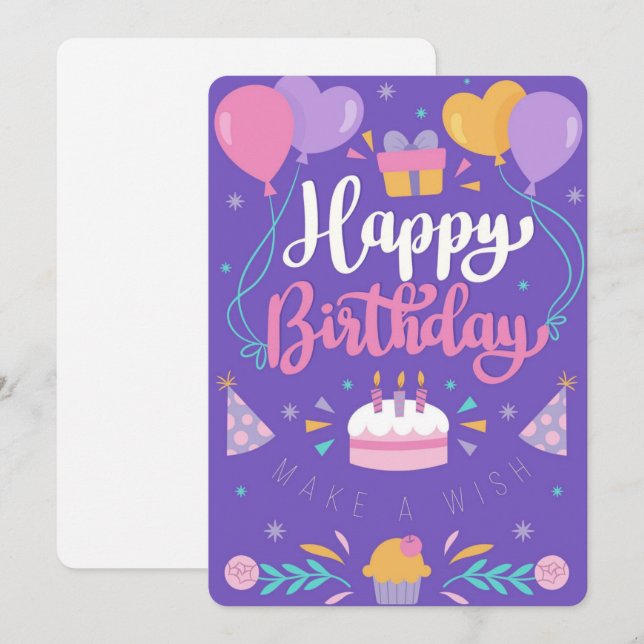 Bonne carte de vacances d'anniversaire (Devant / Derrière)