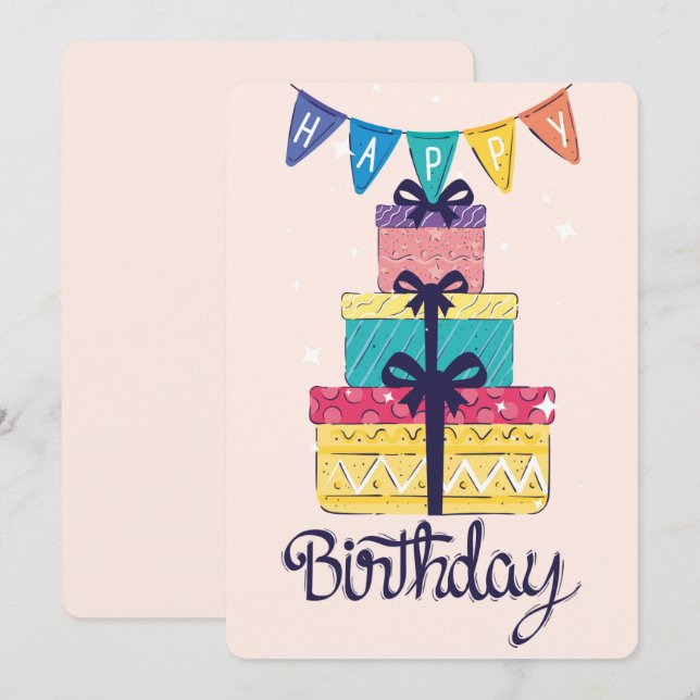 Bonne carte de vacances d'anniversaire (Devant / Derrière)