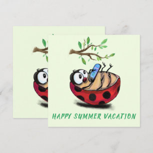 Bonne carte de vacances été Ladybug avec téléphone