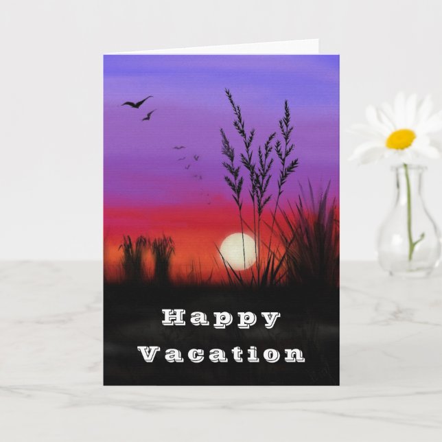Bonne carte de vacances Lac Sunset Relax (Petite plante)