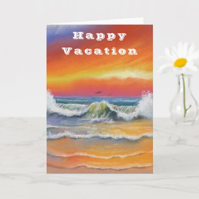Bonne carte de vacances Peinture de coucher de sol (Petite plante)