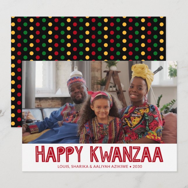 Bonne carte de vacances photo Kwanzaa (Devant / Derrière)