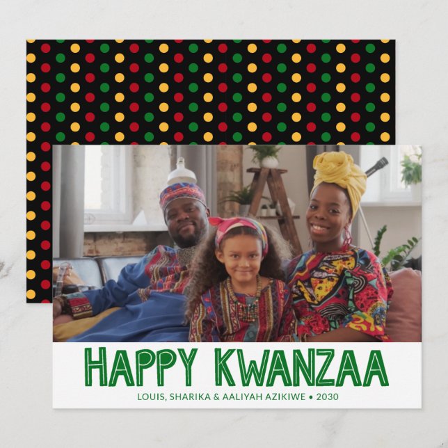 Bonne carte de vacances photo Kwanzaa (Devant / Derrière)