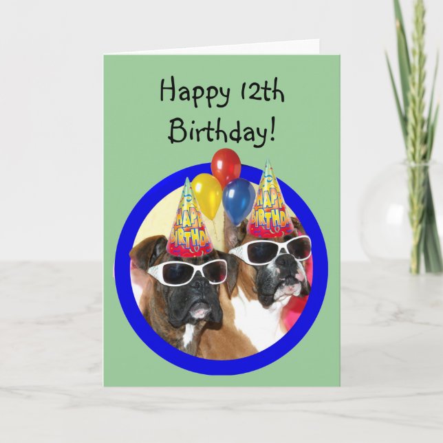 Bonne carte de voeux 12e anniversaire Boxer (Devant)