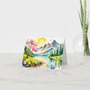 Bonne carte de voeux Birthday Mountain Watercolor
