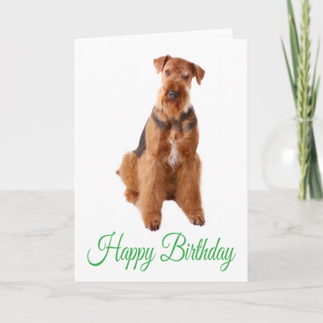 Bonne carte de voeux d'anniversaire Airedale Terri (Devant)