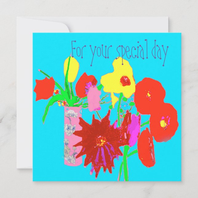 Bonne carte de voeux d'anniversaire avec des fleur (Devant)