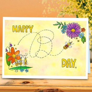 Bonne carte de voeux d'anniversaire des abeilles p