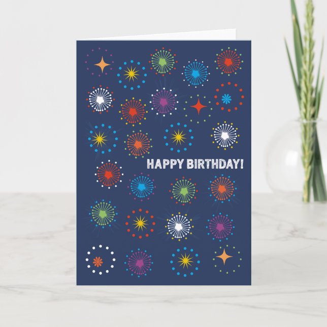 Bonne carte de voeux d'anniversaire feux d'artific (Devant)