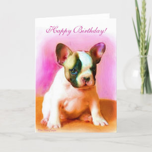 Bonne carte de voeux d'anniversaire French Bulldog