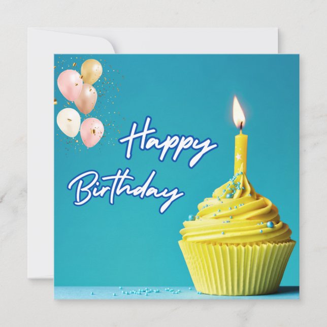 Bonne carte de voeux de Cupcake et Ballons d'anniv (Devant)