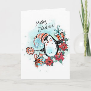 Bonne carte de voeux de Noël Pingouin