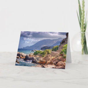 Bonne carte de voeux pliée Pasteur d'anniversaire