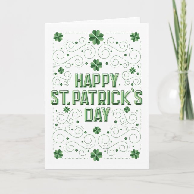 Bonne carte de voeux pliée pour la Saint Patrick (Devant)