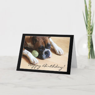 Bonne carte de voeux pour chien de boxe d'annivers