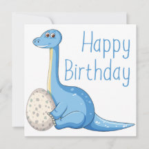 Bonne carte de voeux pour dinosaure bleu anniversa