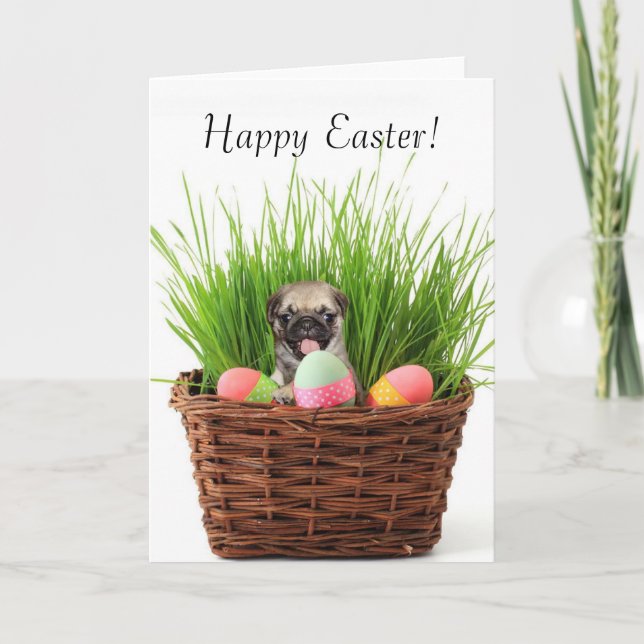 Bonne carte de voeux pour le chiot du carlin de Pâ (Devant)