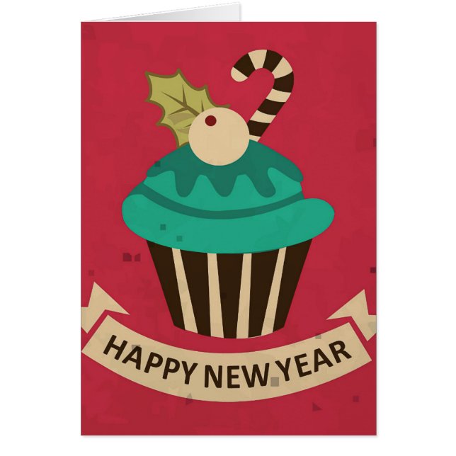 Bonne carte de voeux pour le Nouvel An Cupcake (Devant)
