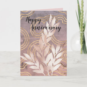 Bonne carte de voeux Rose or Feuille