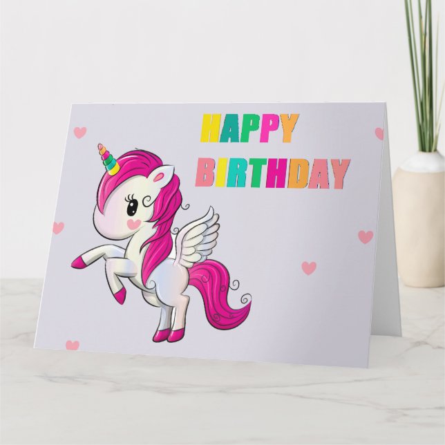 Bonne carte de voeux unicorn anniversaire (Devant)