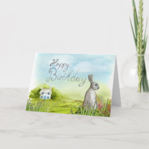 Bonne carte de voeux vierge de lapin d'anniversair