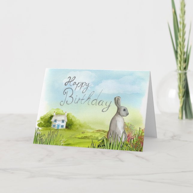 Bonne carte de voeux vierge de lapin d'anniversair (Devant)