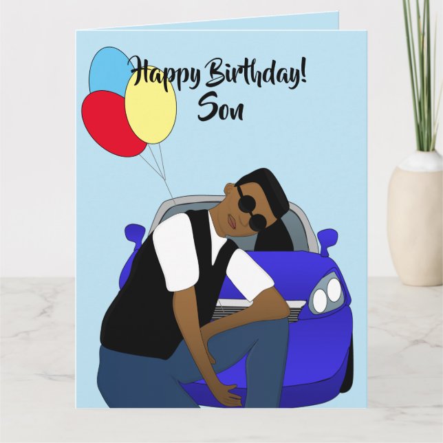 Bonne carte d'enfant Fils Africain Américain (Devant)