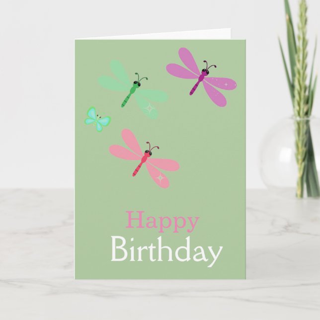 Bonne carte des libellules d'anniversaire (Devant)