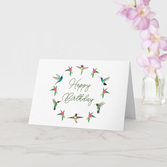 Bonne carte d'oiseau d'anniversaire (Orchidée)