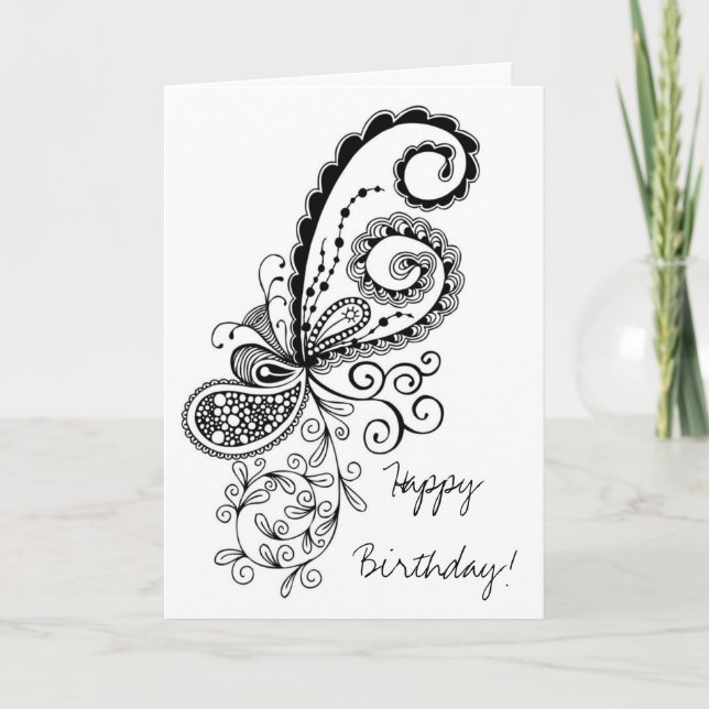 Bonne carte Doodle Abstraite d'anniversaire (Devant)