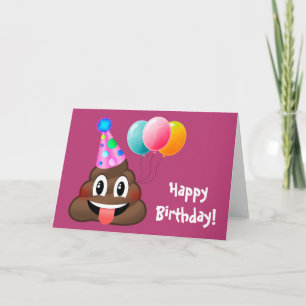 Bonne carte Emoji Poop pour fête d'anniversaire