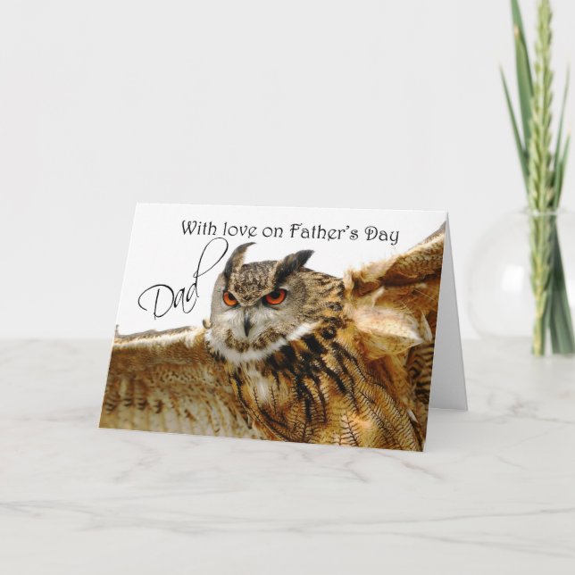Bonne carte Fête des pères avec Eagle Owl (Devant)
