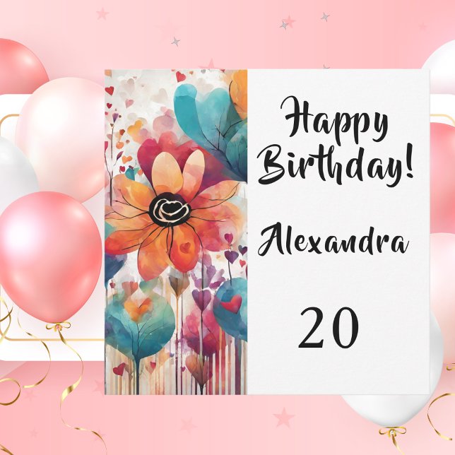 Bonne carte Fleurs d'anniversaire (Happy Birthday Flower Congratulations Card)