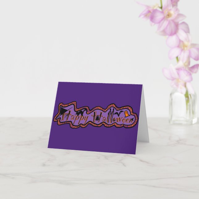 Bonne carte Halloween avec Arrière - plan violet (Orchidée)