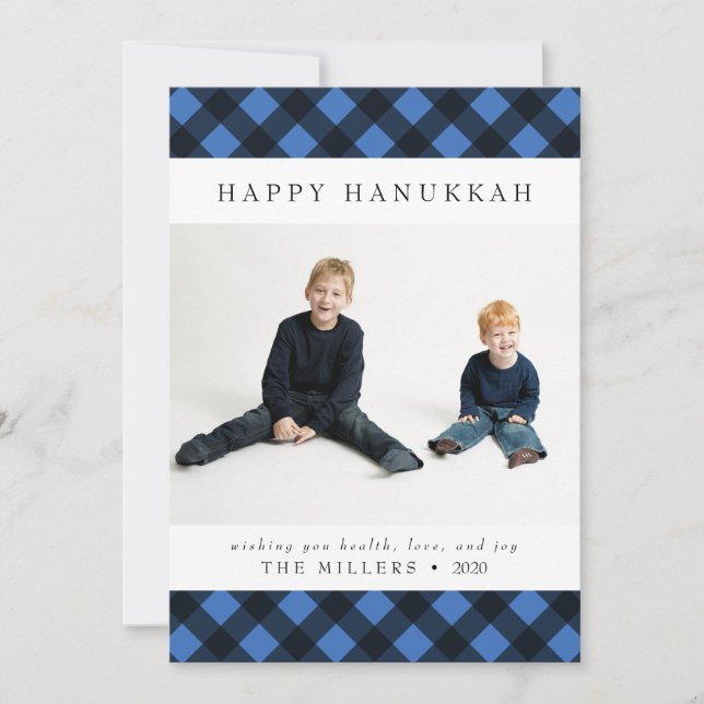 Bonne carte Hanoukka Buffalo Plaid pour Noël (Devant)