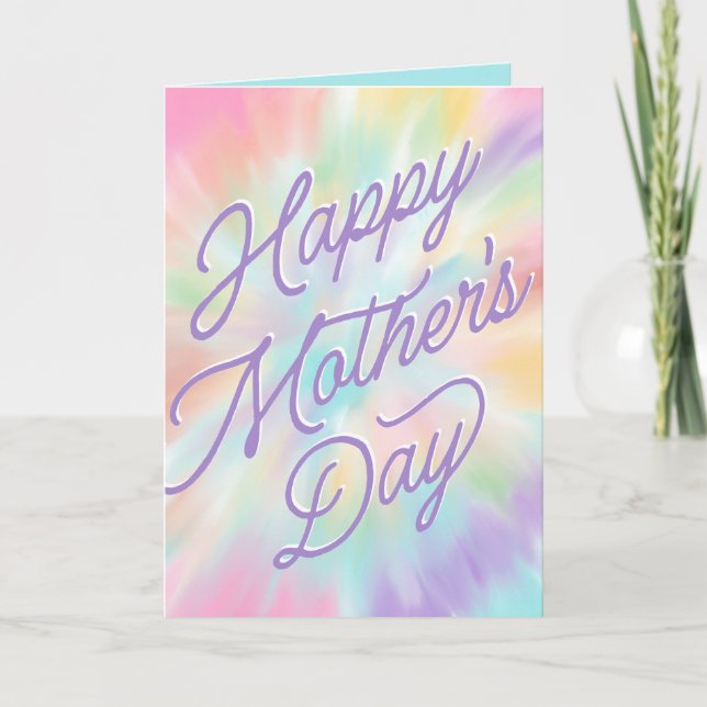 Bonne carte Pastel Tie Dye de Fête des Mères (Devant)