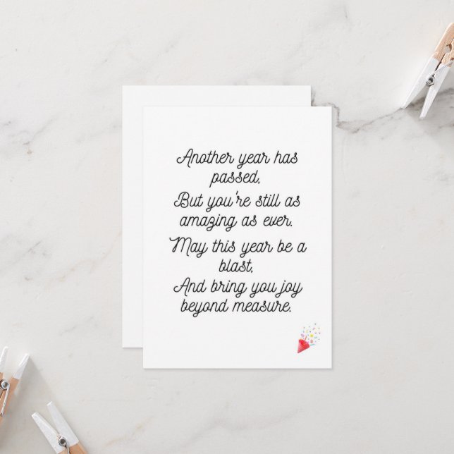 Bonne carte Poem Anniversaire (Devant/Arrière en situation)