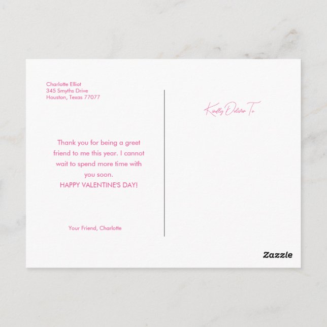 Bonne carte postale de la Saint-Valentin (Dos)