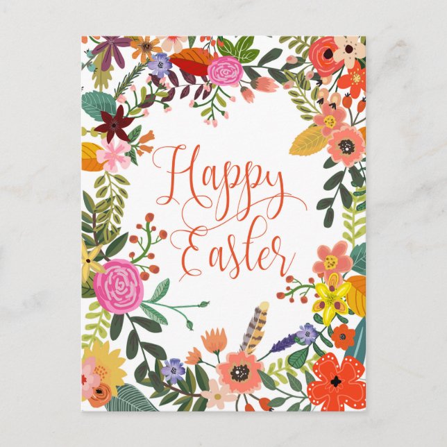 Bonne carte postale de Pâques florales lumineuses (Devant)