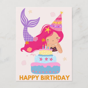 Bonne carte postale de sirène d'anniversaire