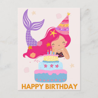 Bonne carte postale de sirène d'anniversaire