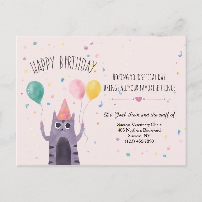 Bonne carte postale Kitty Anniversaire (Devant)