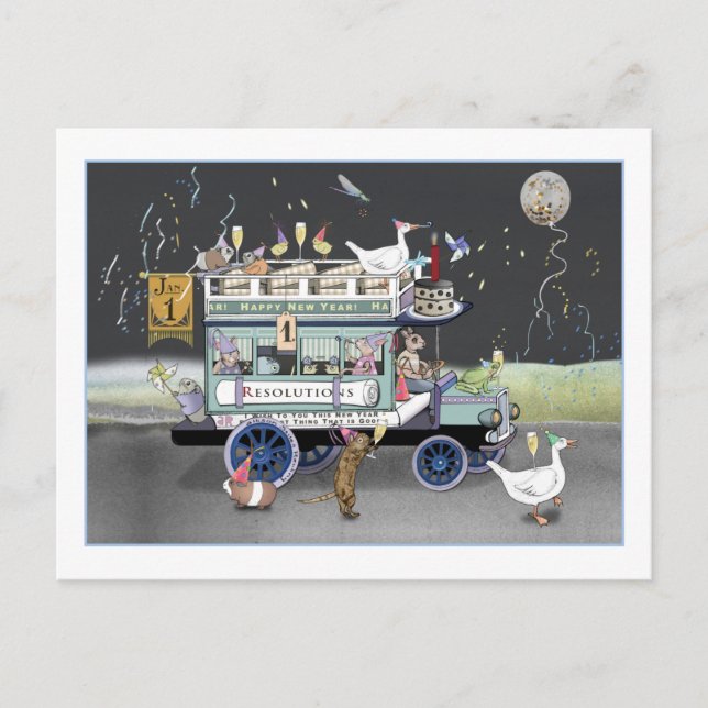 Bonne Carte postale Omnibus du Nouvel An (Devant)