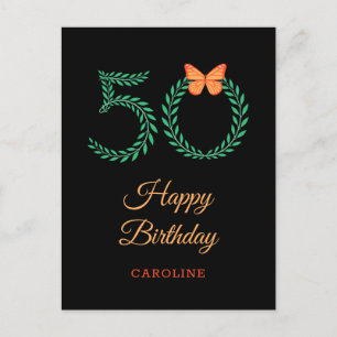 Bonne carte postale papillon verdoyante 50e annive