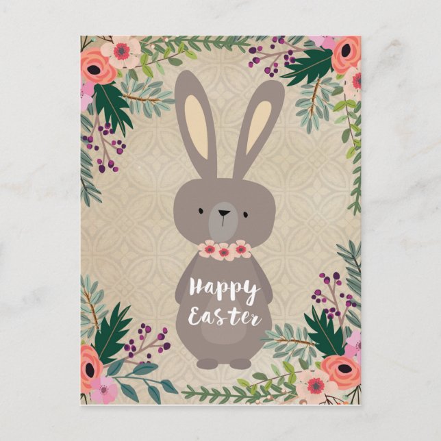 Bonne carte postale Pâques lapin de Pâques personn (Devant)