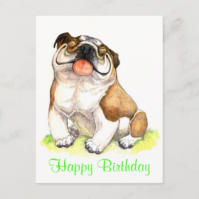 Bonne carte postale pour l'anniversaire Bulldog Pu (Devant)